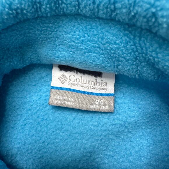 COLUMBIA Water Blue Fleece Jacket Size 24 Months Full Zip Pockets Soft Unisex - Picture 4 of 5